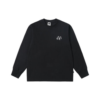 phew潮牌长袖t恤秋季情侣印花圆领上衣男女美式宽松潮流衣服 黑色 m