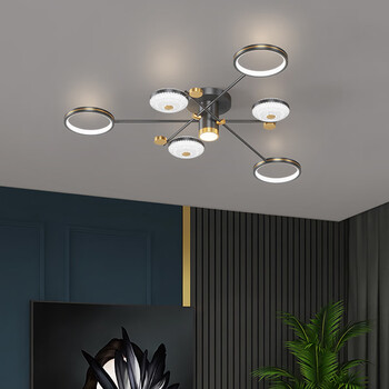 木林森照明 led吊灯客厅灯大气家用北欧轻奢餐厅灯现代简约灯具圆舞黑