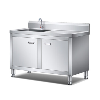 荆瑞 不锈钢水池柜商用水槽单双池厨房柜式洗菜盆洗碗池 100*50*80cm