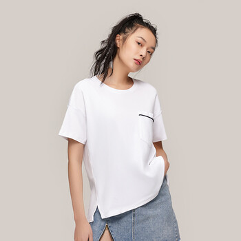 诺诗兰女式短袖t恤2021春夏新款全棉宽松慵懒风印花休闲打底衫ntsbt