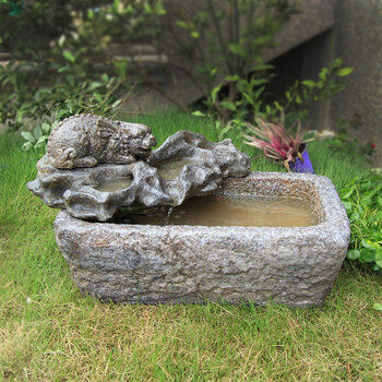 中式假山流水摆件室外石槽鱼缸庭院装饰水景造景石头小院阳台鱼池 小