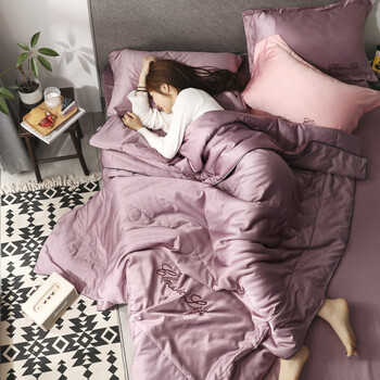 雅鹿家纺冰丝凉感裸睡被子空调被单双人夏凉被薄款冰感夏季学生小被子