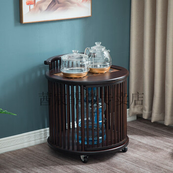 台烧水壶一体茶桌柜茶边柜收纳柜 圆形茶柜小号 金灶d款(底部上水消毒