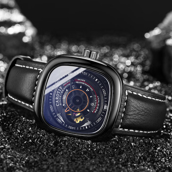 卡罗蒂夫carotif抖音手表全自动机械表男表镂空钢带方形大表盘腕表