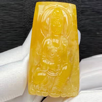 源庆周蜜蜡吊坠观音孤品观音