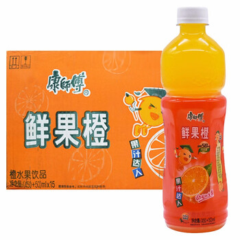 康师傅鲜果橙 500ml*15瓶整箱 橙汁水果饮品 新日期