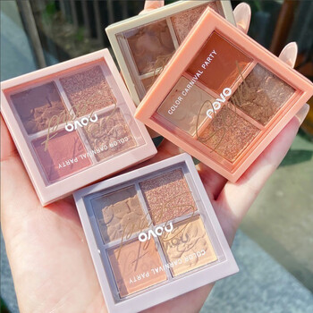 novo四色眼影盘哑光偏光持久不脱妆不飞粉网红小巧便携ins超火1娇羞