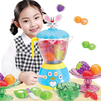 严选好物儿童电动榨汁机玩具仿真果汁机过家家厨房玩具男女孩玩具蓝色