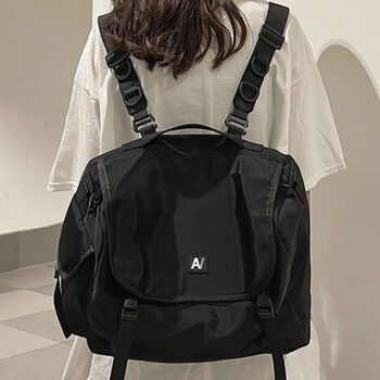 黑色(收藏关注送礼品)可双肩 防溜肩包包配两根肩带 胸前