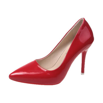 男士伪娘高跟鞋厘米大码细跟35-45码春秋超12cm漆皮浅口单鞋变装 红色
