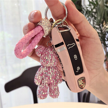 保时捷钥匙壳卡宴macan帕拉梅拉粉红色钥匙套718911钥匙包扣改装b款