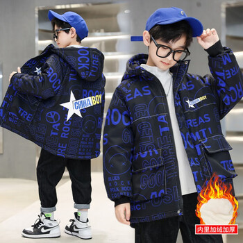 趣妮熊男童棉服秋冬加绒加厚外套2022新款中大童儿童韩版冬季派克服