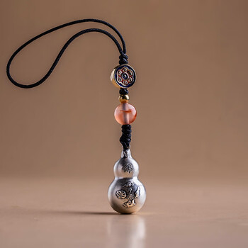 s999银葫芦手机链挂件创意纯银小饰品金属钥匙扣男女款个性包挂平安款