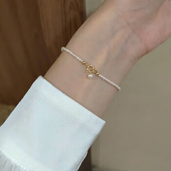 老凤祥官方旗舰店稀有mini珍珠手链女baby珠感轻奢小众手链3mm