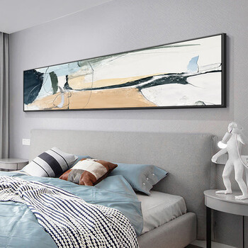 主卧床头抽象挂画现代简约卧室装饰画北欧客厅沙发背景墙横幅壁画色彩