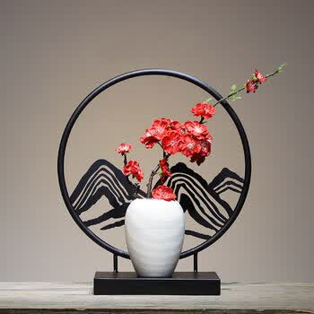 哲捷轻奢现代新中式摆件创意家居客厅电视柜酒柜玄关陶瓷插花瓶禅意