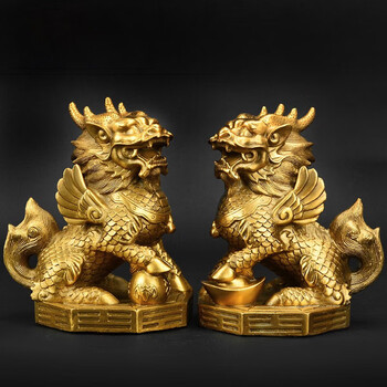 5cm财富麒麟(一对)黄铜