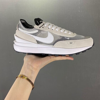 小sacai男女鞋华夫网面透气运动鞋情侣休莆田官方nike 白灰 36