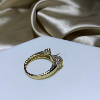 馥兰缇diy珍珠戒指空托k金指环配件雕刻工艺戒托改款创意镶嵌气质女