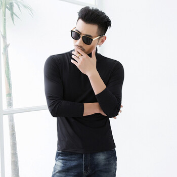 长袖t恤 男秋冬加绒长袖恤男 时尚百搭男式打底衫 修身男士保暖打底衫