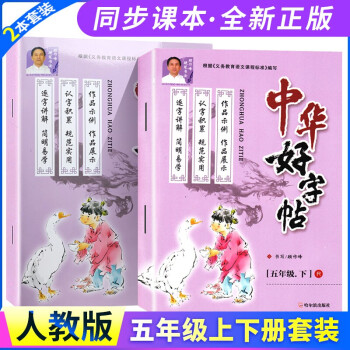 2册 2021年版中华好字帖五年级上册+下册人教版小学5年级语文下上学期 课本同步部编版课文同步