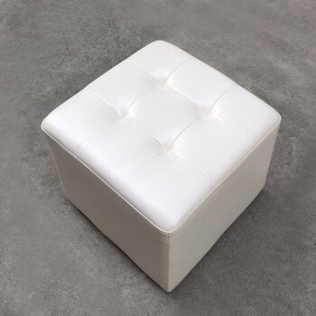 沙发凳脚踏四方皮凳换鞋凳茶几凳皮凳子家用客厅方凳白色方凳头层牛皮