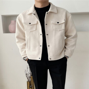 服饰内衣>男装>棉服>倾盏>倾盏网红男士毛呢夹克韩版潮流休闲痞帅华夫