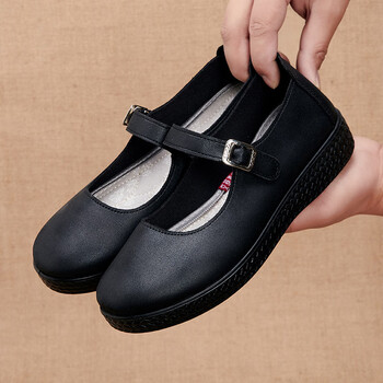 凯奇力健老北京布鞋春秋女鞋平底舒适黑色平绒鞋礼仪鞋舞蹈鞋酒黑色34