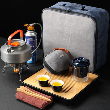 驰诺户外露营旅行功夫茶具快客杯泡茶套装便携式收纳包带烧水壶煮茶器
