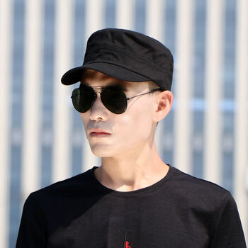 倧喜平顶帽男帽子男士休闲帅气平顶帽短帽檐鸭舌帽韩版时尚百搭军帽四