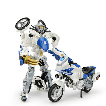 合金城市保卫者五合一机械金刚仿真警车摩托车变形玩具车模型 男孩