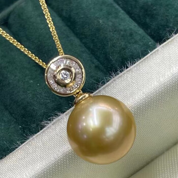 南洋半岛南洋金珍珠吊坠海水珍珠项链18k金镶嵌钻石轻奢名媛锁骨链送