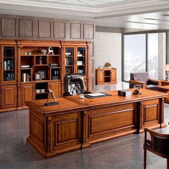 京全新中式实木办公桌简约胡桃木大班台董事长总裁办公室家具13茶水柜