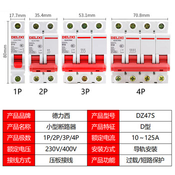 空气开关dz47s动力型d型小型断路器2p三相电d63电闸总闸32a 10a 2p