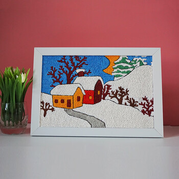 纸浆画风景纸浆画材料包diy手工城堡小学生填色卡通创意立体作品冬天