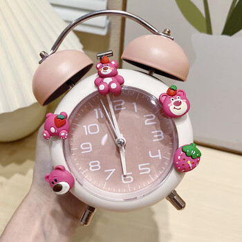 学生传统金属闹钟可爱学生小闹钟儿童草莓熊起床神器女孩强力叫醒时钟