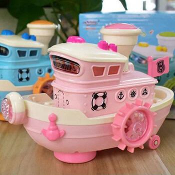 海盗游轮仿真轮船快艇军舰男女孩玩具船模型 海盗万向轮船【动心粉】