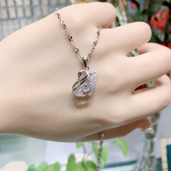 百恋歌bailange新款锁骨925项链520灵动吊坠会动的钻网红同款生日礼物