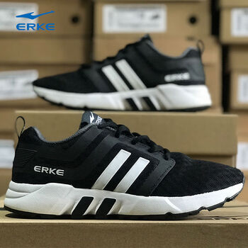 鸿星尔克erke运动鞋女子秋冬季透气休闲鞋经典款百搭慢跑鞋正黑35