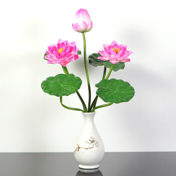 络咚棠仿真莲花荷花供佛家居客厅落地摆设摆件假花塑料花装饰花荷叶单
