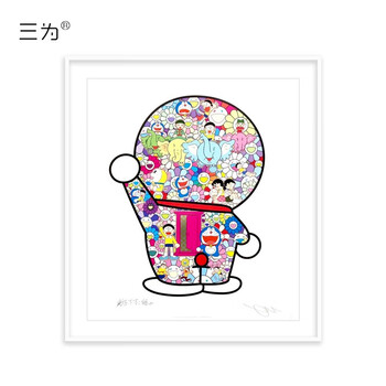 三为 村上隆新发售哆啦a梦背面全球限量300版亲笔签名版画65.5*57.