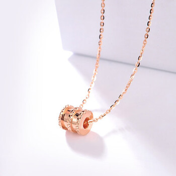 女士紫金玫瑰金锁骨链子吊坠闺蜜项链二人款 18k小蛮腰吊坠(黄金色)