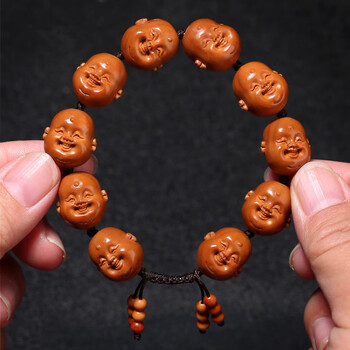 fosaku橄榄核铁核手串手串铁核笑脸十分开心手工核雕可爱弥勒笑口常开