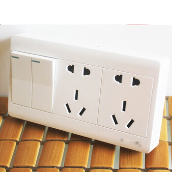 明装开关插座10a16a通用二开十孔电源插座明线盒h明装左二开双控十孔