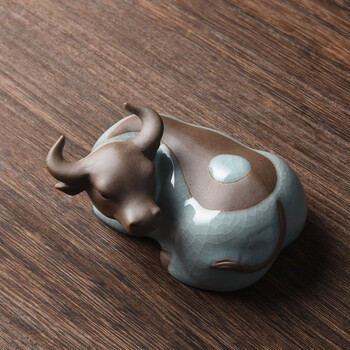 dt陶瓷牛摆件牛可爱萌牛酒柜桌面装饰生日礼物十二生肖牛工艺品太极牛