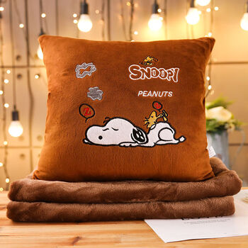 抱枕被子两用可爱暖手捂三合一办公室午睡枕头折叠空调毯汽车靠垫棕色史努比暖手抱枕 无毯子 图片价格品牌报价 京东