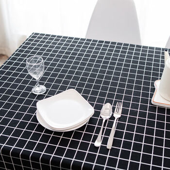 欧芬莱ofenlai网红桌布棉麻布艺日系格子田园小清新宿舍书桌垫长方形