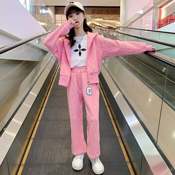 奥米鼠女童套装春秋装新款儿童t恤外套童装休闲裤中大童新款韩版宽松