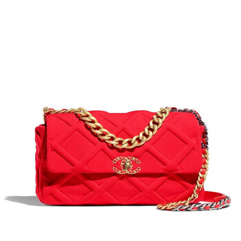 chanel香奈儿女包女士包包时尚红翻盖包19大号口盖包大容量同款链条包
