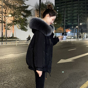 clothorennie品牌女装黑色羽绒服女短款小个子2023年冬新款时尚加厚大